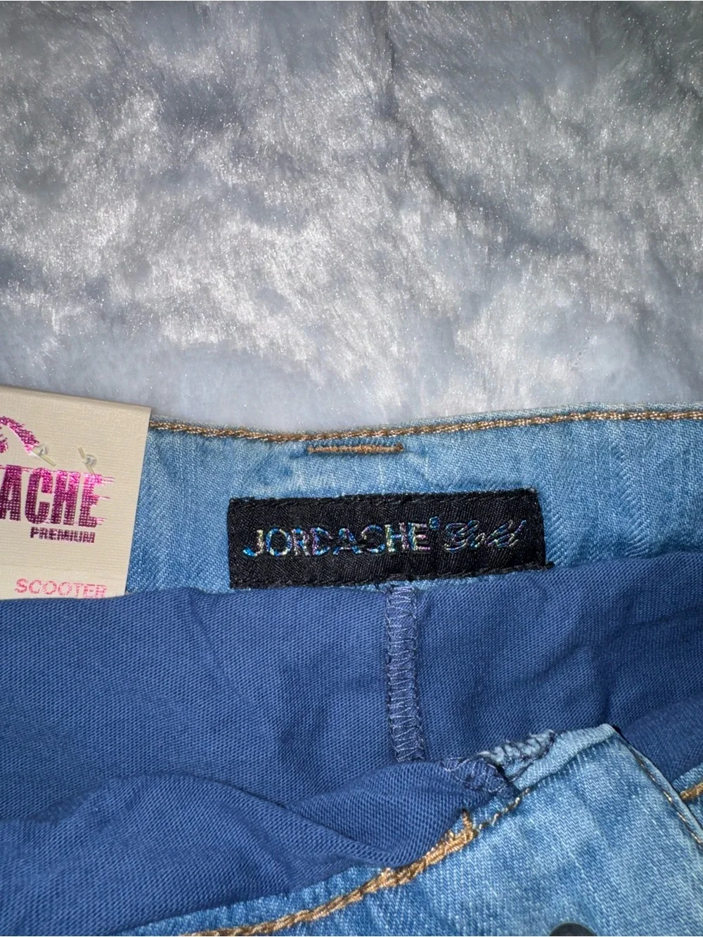 Jordache Light Wash Denim Ruffle Skort - Pale Blue
